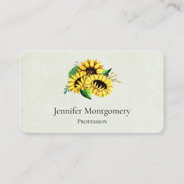 Yellow Sunflower Bouquet in Watercolor Business Card (Front)