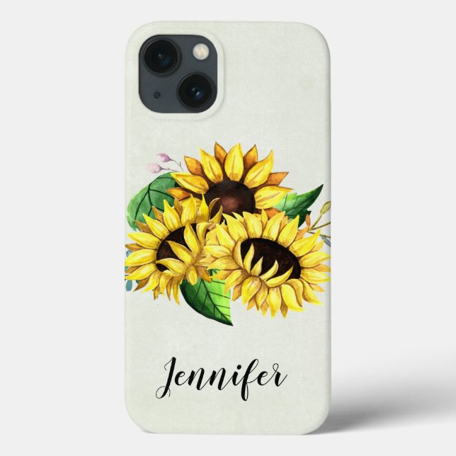 Yellow Sunflower Bouquet in Watercolor Case-Mate iPhone Case (Back)