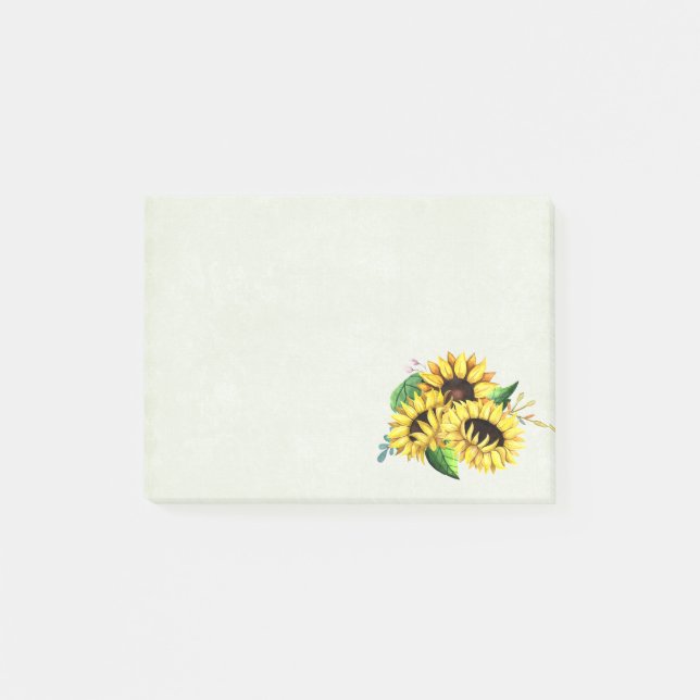 Yellow Sunflower Bouquet in Watercolor Post-it Notes (Front)