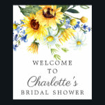 Yellow Sunflower Bridal Shower Welcome Sign<br><div class="desc">Welcome your guest with our beautiful bridal shower welcome poster featuring beautiful watercolor yellow sunflower floral bouquet</div>