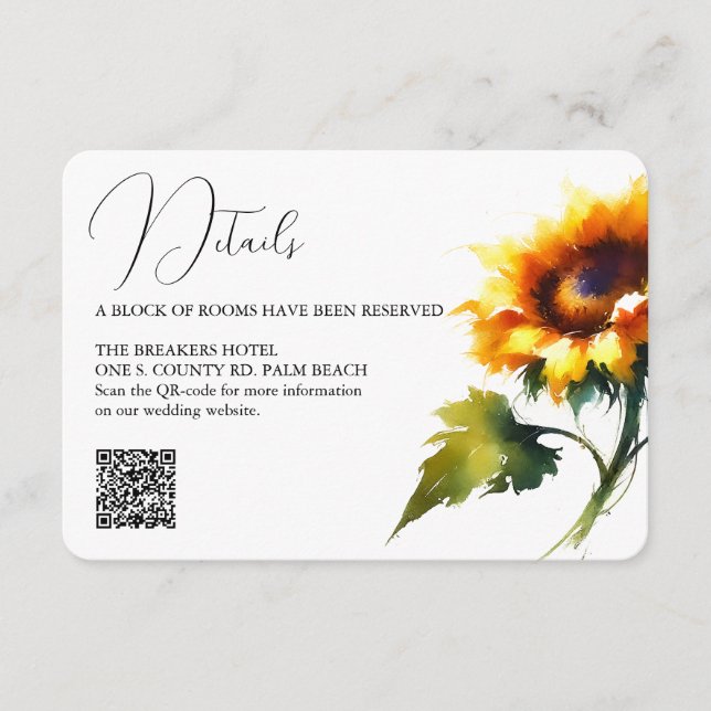 Yellow Sunflower Christian Wedding Insert Card (Front)