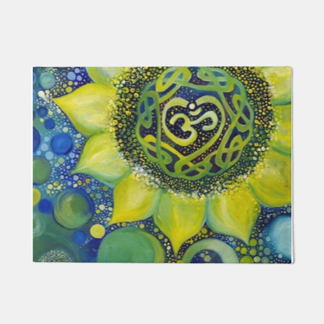 Yellow Sunflower Crown Chakra Design Doormat (Front)