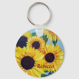 Yellow Sunflower Custom Keychain