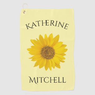 Yellow Sunflower Custom Name Golf Towel