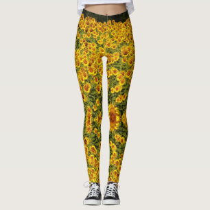 Yellow Sunflower Design Yoga Pants