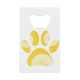 Yellow Sunflower Dog Paw Print Credit Card Bottle Opener