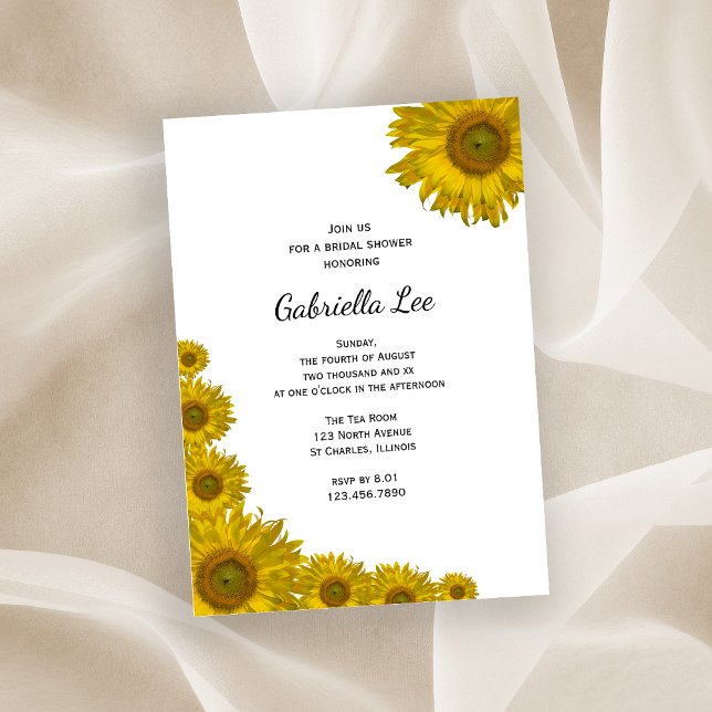 Yellow Sunflower Edge Bridal Shower Invitation (Creator Uploaded)