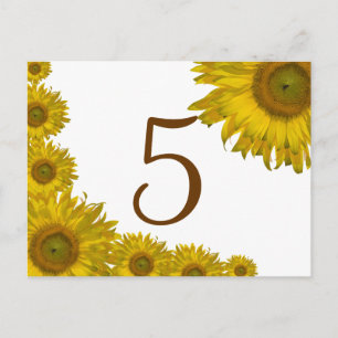 Yellow Sunflower Edge Table Number Postcard