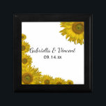 Yellow Sunflower Edge Wedding Gift Box<br><div class="desc">Customize the pretty Yellow Sunflower Edge Wedding Gift Box with the personal names of the bride and groom and marriage ceremony date. Create a personalized keepsake gift for the newlyweds or a thank you gift for your wedding attendants, bridesmaids and bridal party. This beautiful custom floral wedding gift box features...</div>