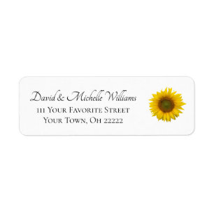Yellow Sunflower Elegant Typography Return Address
