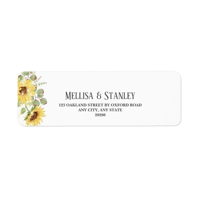 Yellow Sunflower Eucalyptus Mariage Adresse de ret (Devant)