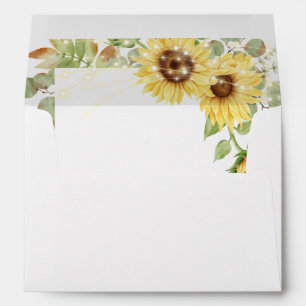 Yellow Sunflower Eucalyptus String Light Wedding   Envelope