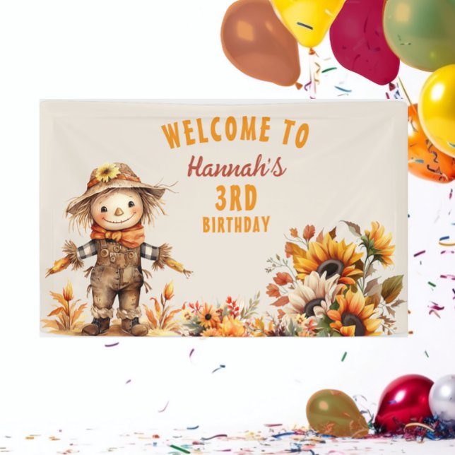 Yellow Sunflower Farm Scarecrow Birthday Banner (Creator Uploaded)