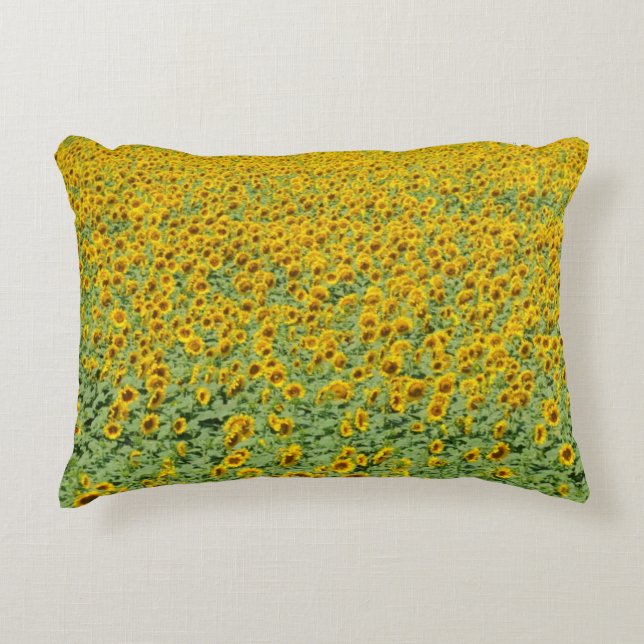 Yellow Sunflower Field Accent Pillow (Front)
