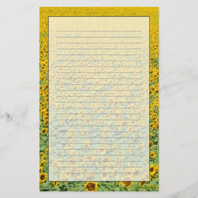 Yellow Sunflower Field Stationery (Front)
