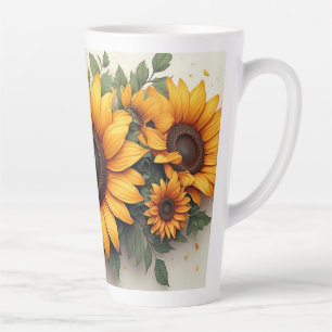Yellow Sunflower Floral Art Latte Mug