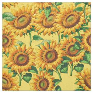Yellow Sunflower Floral Cottagecore Pattern Textil Fabric