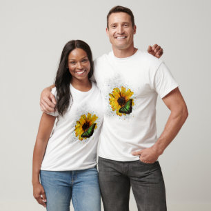 Yellow Sunflower Floral Graphic Men's and Women's  T-Shirt