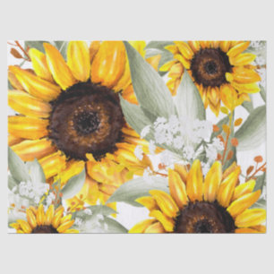 Yellow Sunflower Floral Rustic Fall Flower Tissue Paper