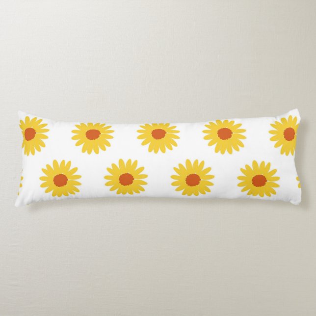 Yellow Sunflower Floral Simple Flower Pattern Body Pillow (Front)