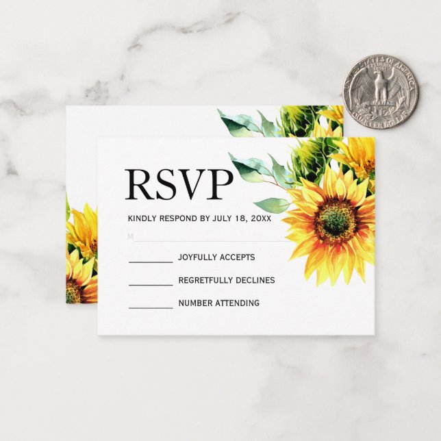 Yellow sunflower floral vibrant spring bouquet card (Front/Back In Situ)