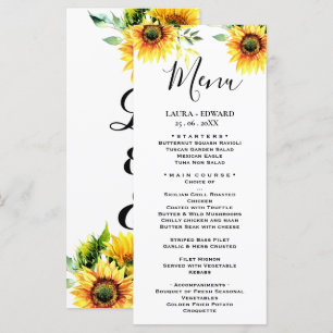 Yellow sunflower floral vibrant spring bouquet menu
