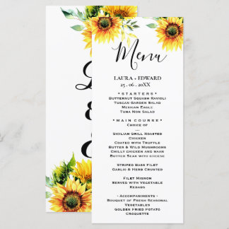 Yellow sunflower floral vibrant spring bouquet menu