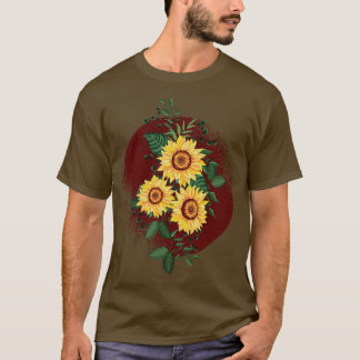 Yellow Sunflower Floral Watercolor Positivity T-Shirt
