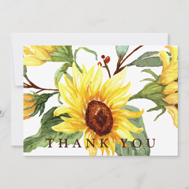Yellow Sunflower Funeral  Custom Text II Thank You (Front)