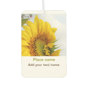 Yellow sunflower garden add photo text name travel air freshener