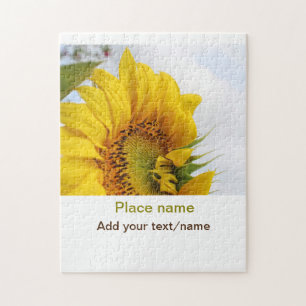 Yellow sunflower garden add photo text name travel jigsaw puzzle
