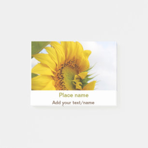 Yellow sunflower garden add photo text name travel post-it notes