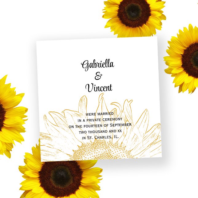 Yellow Sunflower Graphic Marriage Announcement (Creator Uploaded)