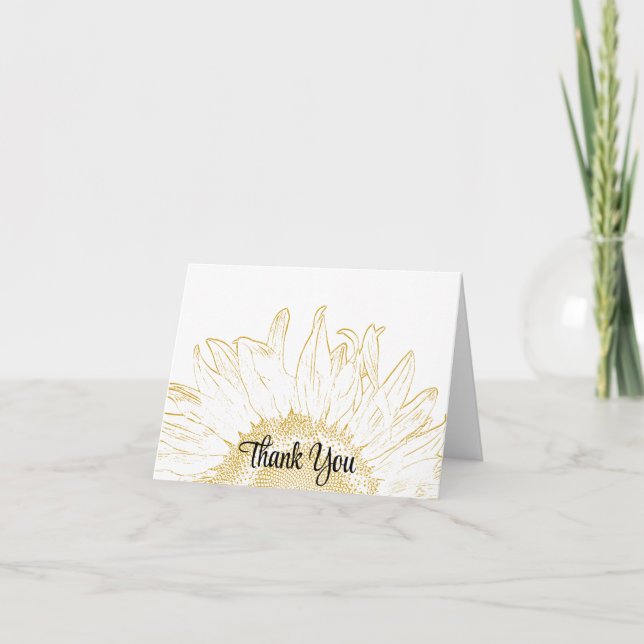 Yellow Sunflower Graphic Thank You Card (Front)