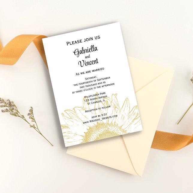 Yellow Sunflower Graphic Wedding Invitation (Creator Uploaded)