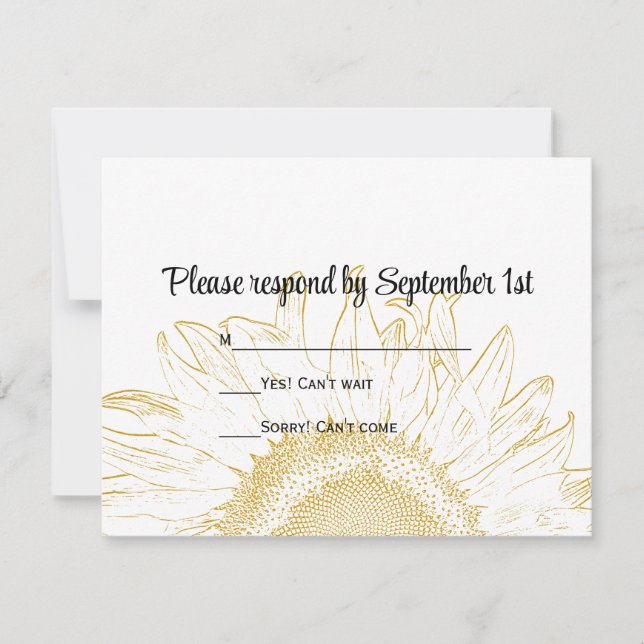 Yellow Sunflower Graphic Wedding RSVP Card (Front)