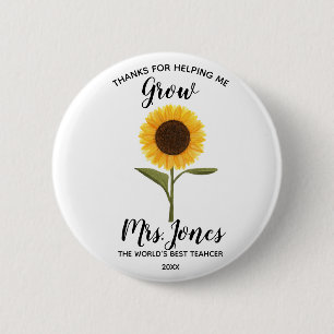 Yellow sunflower helping me grow 2 inch round button