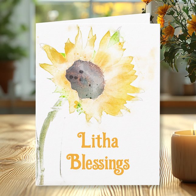 Yellow Sunflower in Vase Litha Summer Solstice Card (Creator Uploaded)