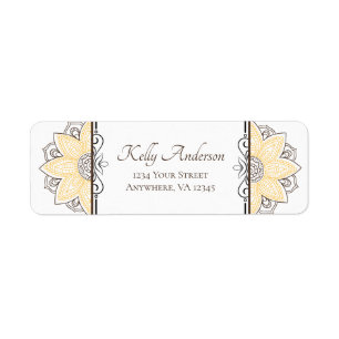 Yellow Sunflower Mandala Custom Return Address