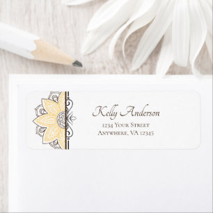 Yellow Sunflower Mandala Custom Return Address