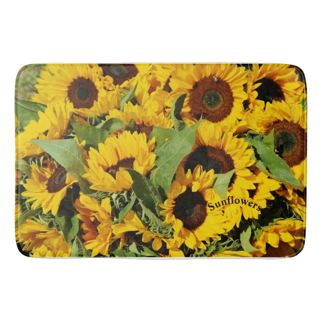 Yellow Sunflower Memory Foam Bath Mat (Front)