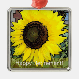 Yellow Sunflower Metal Ornament
