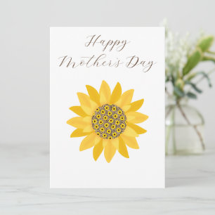 Yellow Sunflower, Minimalist, Foral, Mother's Day Holiday Card