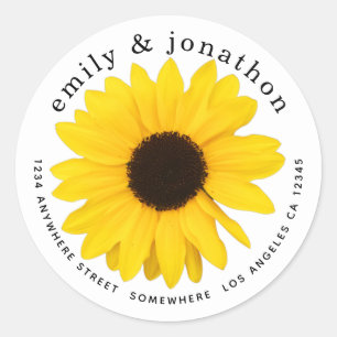 Yellow Sunflower Names Return Address Classic Round Sticker