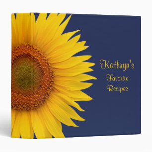 Yellow Sunflower Navy Blue Recipe Binder