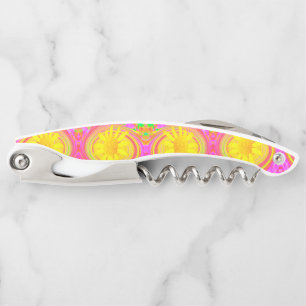 Yellow Sunflower on a Psychedelic Swirl Corkscrew