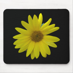 Yellow Sunflower on black background Mouse Pad