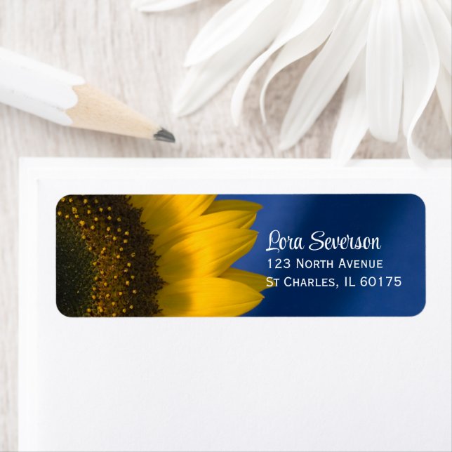 Yellow Sunflower on Blue Return Address (Insitu)