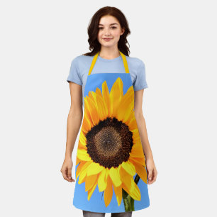 Yellow Sunflower on Blue Sky Apron