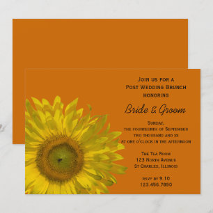 Yellow Sunflower on Orange Post Wedding Brunch Invitation